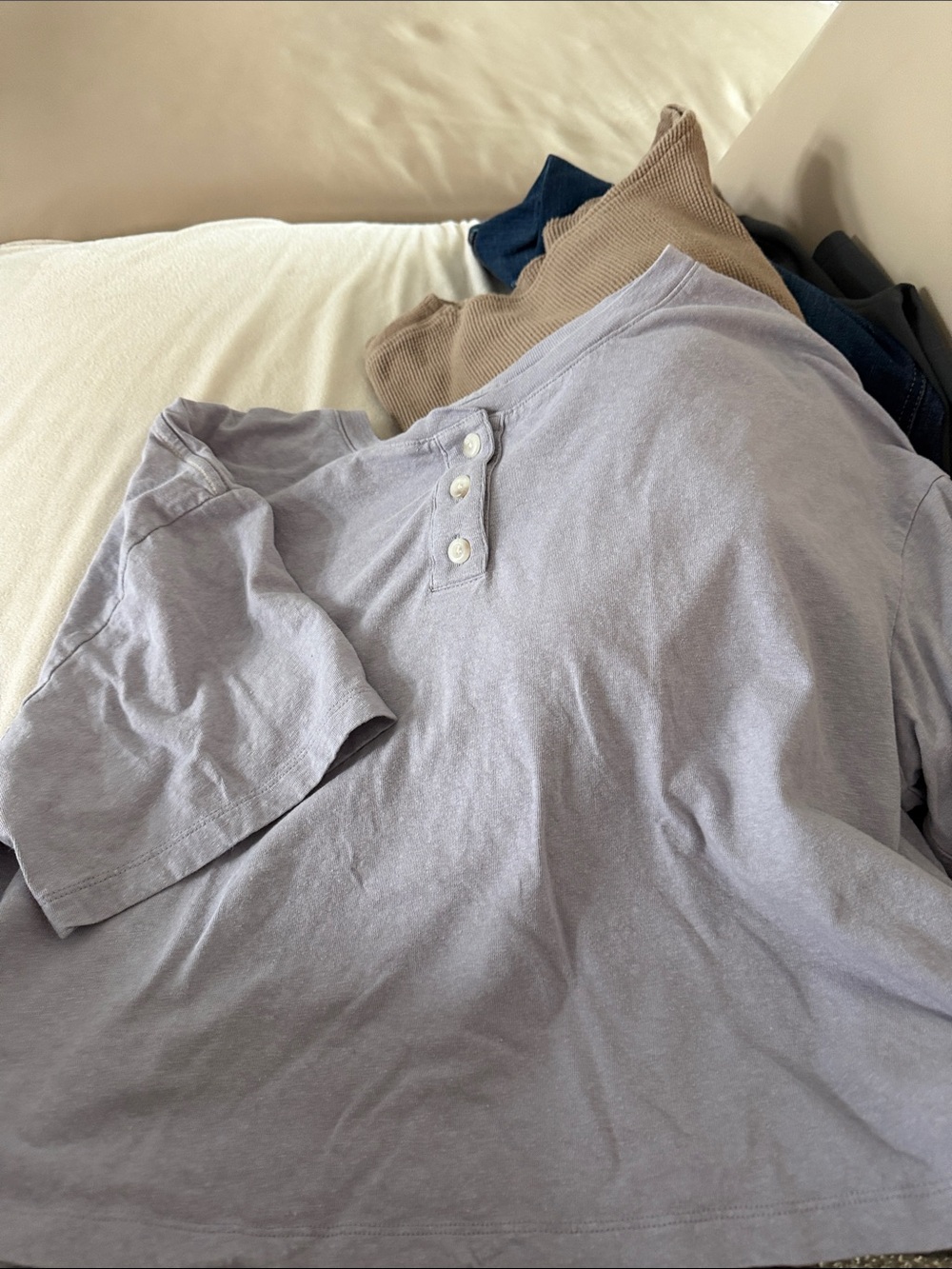 Everlane Short-Sleeve Boxy Henley Tee - Light Blue